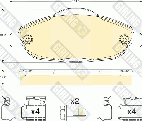 Girling 6117614 - Kit pastiglie freno, Freno a disco autozon.pro