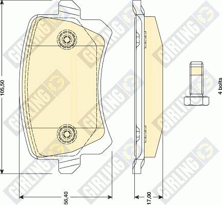 Girling 6117631 - Kit pastiglie freno, Freno a disco autozon.pro