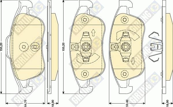 Girling 6117892 - Kit pastiglie freno, Freno a disco autozon.pro