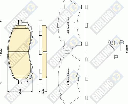 Girling 6134699 - Kit pastiglie freno, Freno a disco autozon.pro