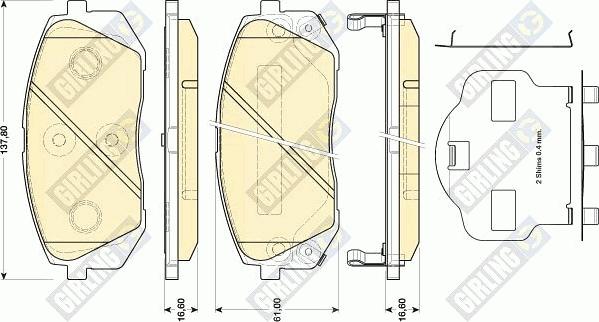 Girling 6134619 - Kit pastiglie freno, Freno a disco autozon.pro