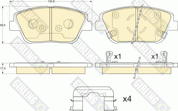 Girling 6135405 - Kit pastiglie freno, Freno a disco autozon.pro