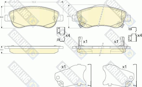 Girling 6135593 - Kit pastiglie freno, Freno a disco autozon.pro