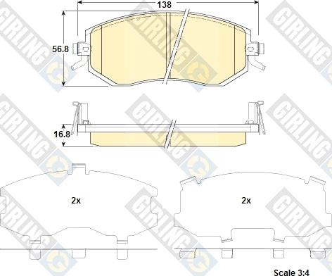 Girling 6135199 - Kit pastiglie freno, Freno a disco autozon.pro