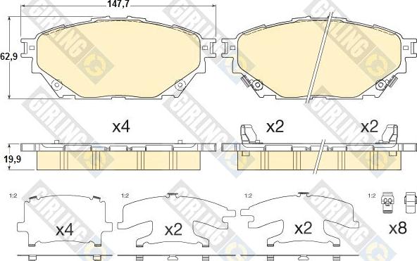 Girling 6136116 - Kit pastiglie freno, Freno a disco autozon.pro