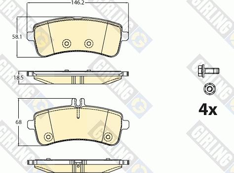 Girling 6120791 - Kit pastiglie freno, Freno a disco autozon.pro