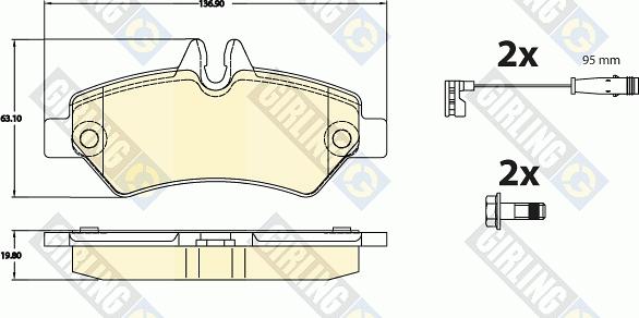 Girling 6120764 - Kit pastiglie freno, Freno a disco autozon.pro