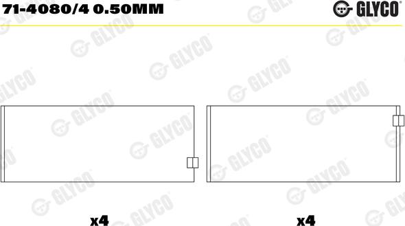 Glyco 71-4080/4 0.50mm - Bronzina di biella autozon.pro