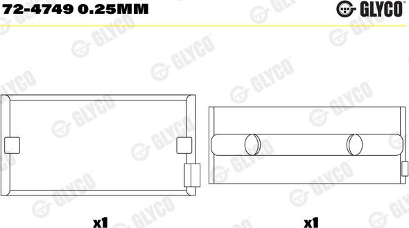 Glyco 72-4749 0.25mm - Cuscinetto albero a gomiti autozon.pro