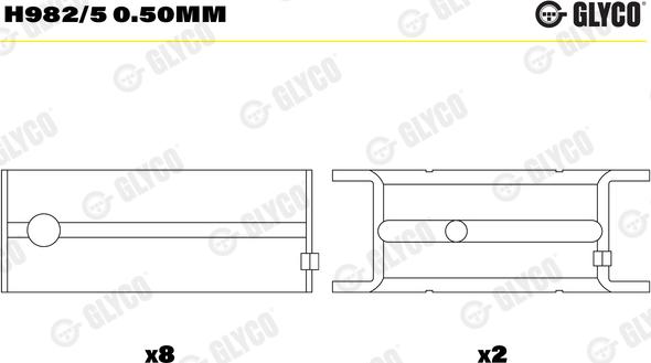 Glyco H982/5 0.50mm - Cuscinetto albero a gomiti autozon.pro