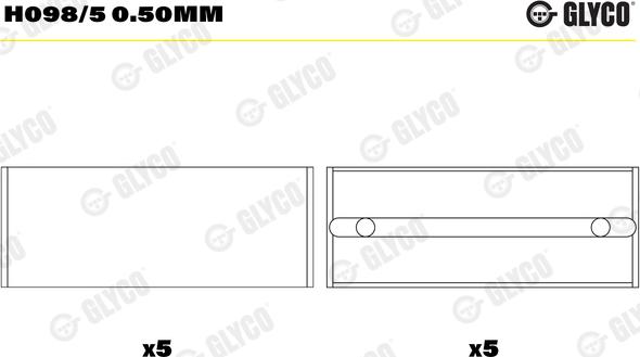 Glyco H098/5 0.50mm - Cuscinetto albero a gomiti autozon.pro