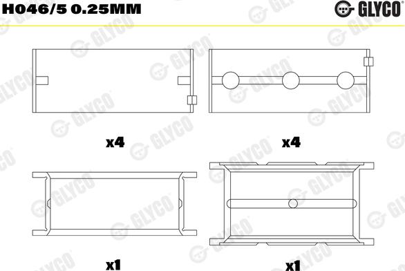 Glyco H046/5 0.25mm - Cuscinetto albero a gomiti autozon.pro