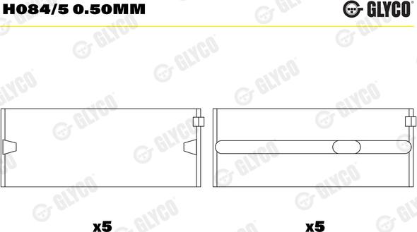 Glyco H084/5 0.50mm - Cuscinetto albero a gomiti autozon.pro