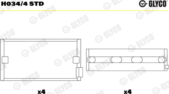 Glyco H034/4 STD - Cuscinetto albero a gomiti autozon.pro