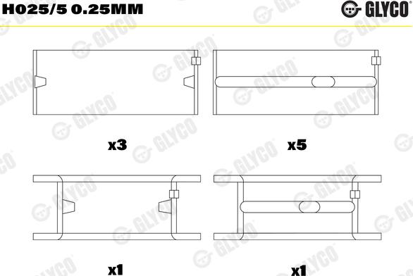 Glyco H025/5 0.25mm - Cuscinetto albero a gomiti autozon.pro