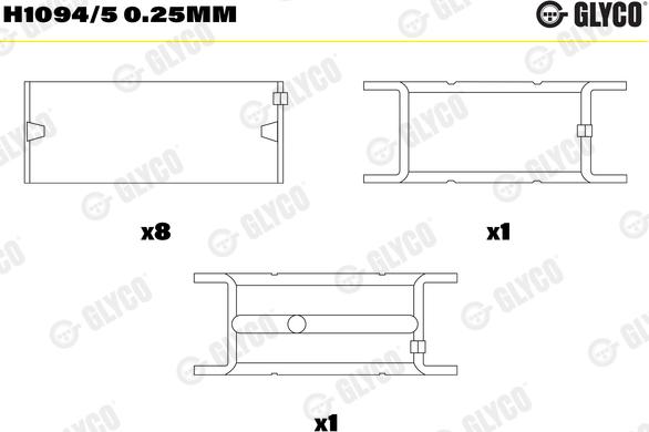 Glyco H1094/5 0.25mm - Cuscinetto albero a gomiti autozon.pro