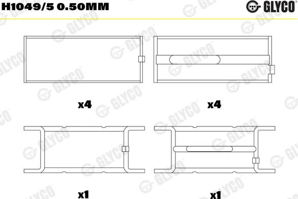 Glyco H1049/5 0.50mm - Cuscinetto albero a gomiti autozon.pro