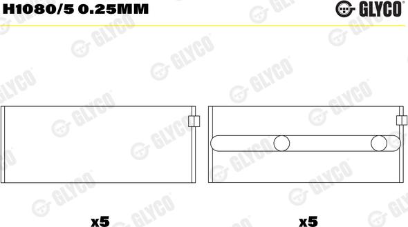 Glyco H1080/5 0.25mm - Cuscinetto albero a gomiti autozon.pro