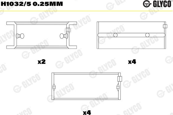 Glyco H1032/5 0.25mm - Cuscinetto albero a gomiti autozon.pro