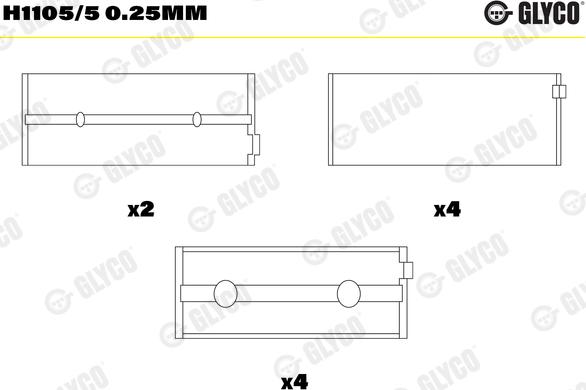 Glyco H1105/5 0.25mm - Cuscinetto albero a gomiti autozon.pro