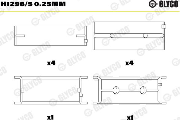 Glyco H1298/5 0.25MM - Cuscinetto albero a gomiti autozon.pro