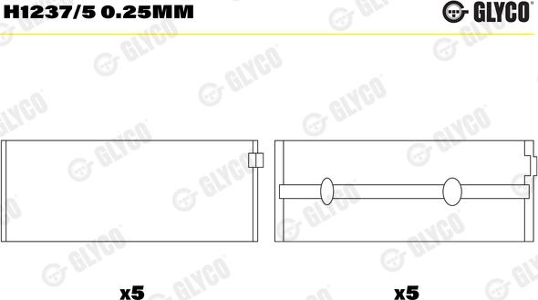 Glyco H1237/5 0.25mm - Cuscinetto albero a gomiti autozon.pro