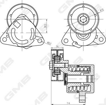 GMB GAT30530 - Tendicinghia, Cinghia Poly-V autozon.pro