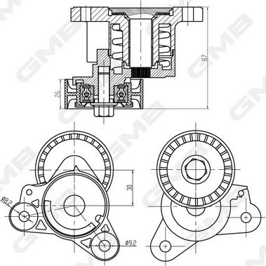 GMB GAT30360 - Tendicinghia, Cinghia Poly-V autozon.pro