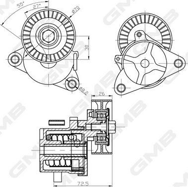 GMB GAT31480 - Tendicinghia, Cinghia Poly-V autozon.pro