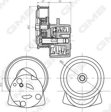 GMB GAT33250 - Tendicinghia, Cinghia Poly-V autozon.pro