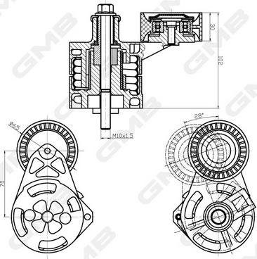 GMB GAT32350 - Tendicinghia, Cinghia Poly-V autozon.pro