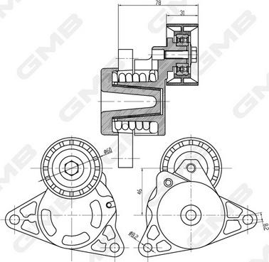 GMB GAT32320 - Tendicinghia, Cinghia Poly-V autozon.pro