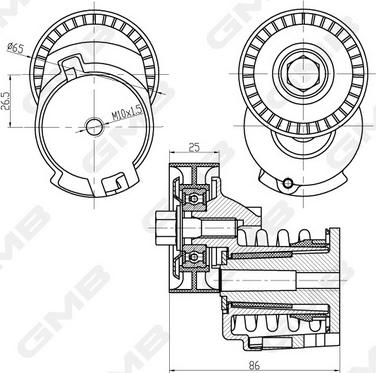 GMB GAT20970 - Tendicinghia, Cinghia Poly-V autozon.pro