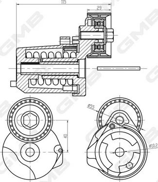 GMB GAT20800 - Tendicinghia, Cinghia Poly-V autozon.pro