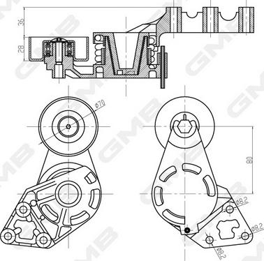 GMB GAT20870 - Tendicinghia, Cinghia Poly-V autozon.pro