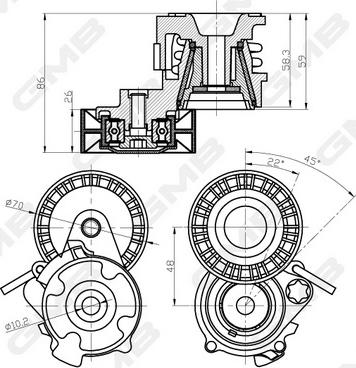 GMB GAT20350 - Tendicinghia, Cinghia Poly-V autozon.pro