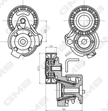 GMB GAT20320 - Tendicinghia, Cinghia Poly-V autozon.pro