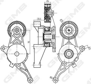 GMB GAT21060 - Tendicinghia, Cinghia Poly-V autozon.pro