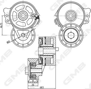 GMB GAT21210 - Tendicinghia, Cinghia Poly-V autozon.pro