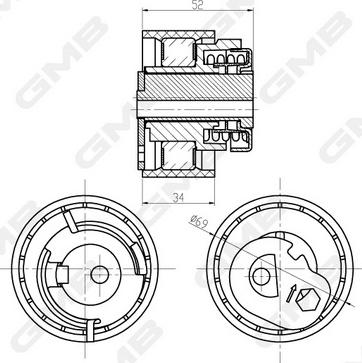 GMB GTB0990 - Rullo tenditore, Cinghia dentata autozon.pro