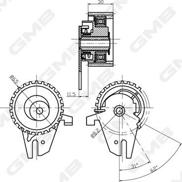 GMB GTB0560 - Rullo tenditore, Cinghia dentata autozon.pro