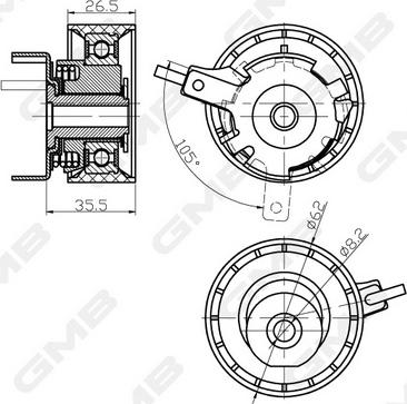 GMB GTB0380 - Rullo tenditore, Cinghia dentata autozon.pro