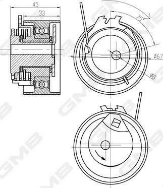 GMB GTB0370 - Rullo tenditore, Cinghia dentata autozon.pro