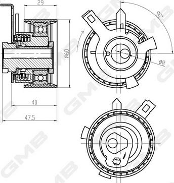 GMB GTB0290 - Rullo tenditore, Cinghia dentata autozon.pro