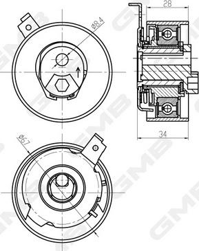 GMB GTB1350 - Rullo tenditore, Cinghia dentata autozon.pro