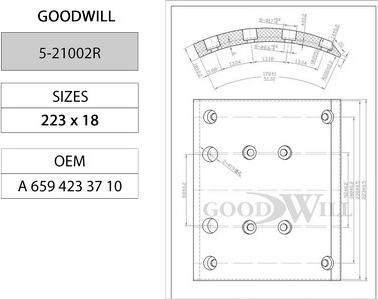 GoodWill 5-21002 R - Kit ganasce freno autozon.pro