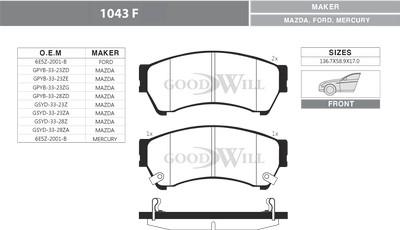 GoodWill 1043 F - Kit pastiglie freno, Freno a disco autozon.pro