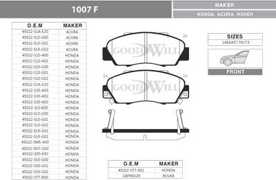 GoodWill 1007 F - Kit pastiglie freno, Freno a disco autozon.pro