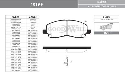 GoodWill 1019/1 F - Kit pastiglie freno, Freno a disco autozon.pro