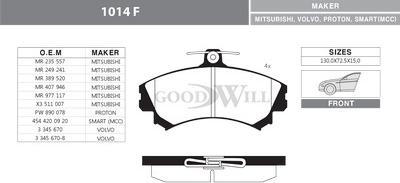 GoodWill 1014 F - Kit pastiglie freno, Freno a disco autozon.pro